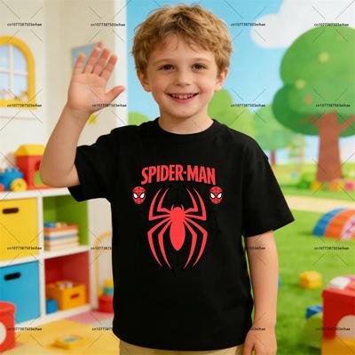 Luxurious Boy Tshirt SpiderMan Cartoon Pattern Highend Shortsleeved Shirt Suitable for Fashionable and Casual Wear