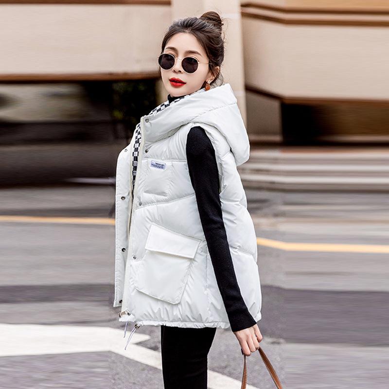 Autumn Winter Women Down Cotton Vests Coat Student Solid Color Outwear Sleeveless Wiastcoat Jacket Woman Padded Jacket Coat Tops