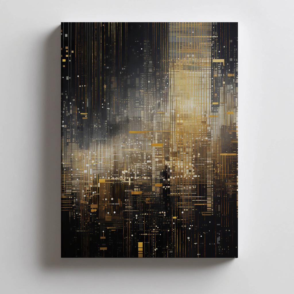 City Lights, Poster In Black And Gold City Lights, Poster In Black And Gold, 30X40 Cm, Unframed, Matte Paper 230 Gsm