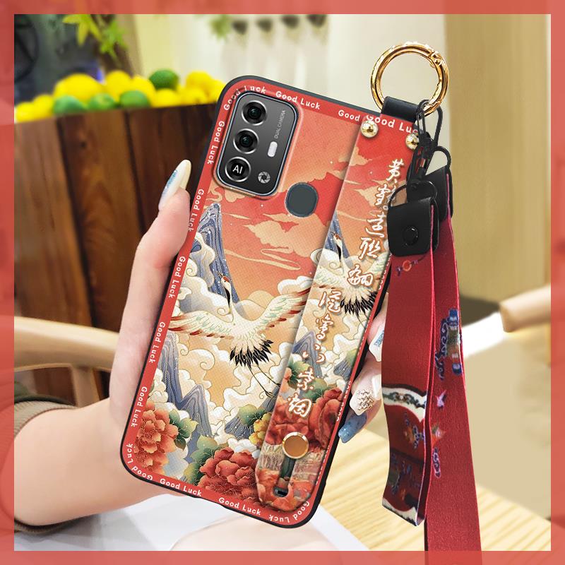 Shockproof Protective Phone Case For ZTE Blade A53 Pro Anti-dust For Mom Wrist Strap Waterproof Back Cover Elderly Lady