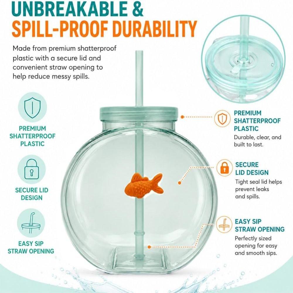 With Lid Plastic Fish Bowl Cup Translucent Green Drinking Purse Bottle  Parties Centerpieces