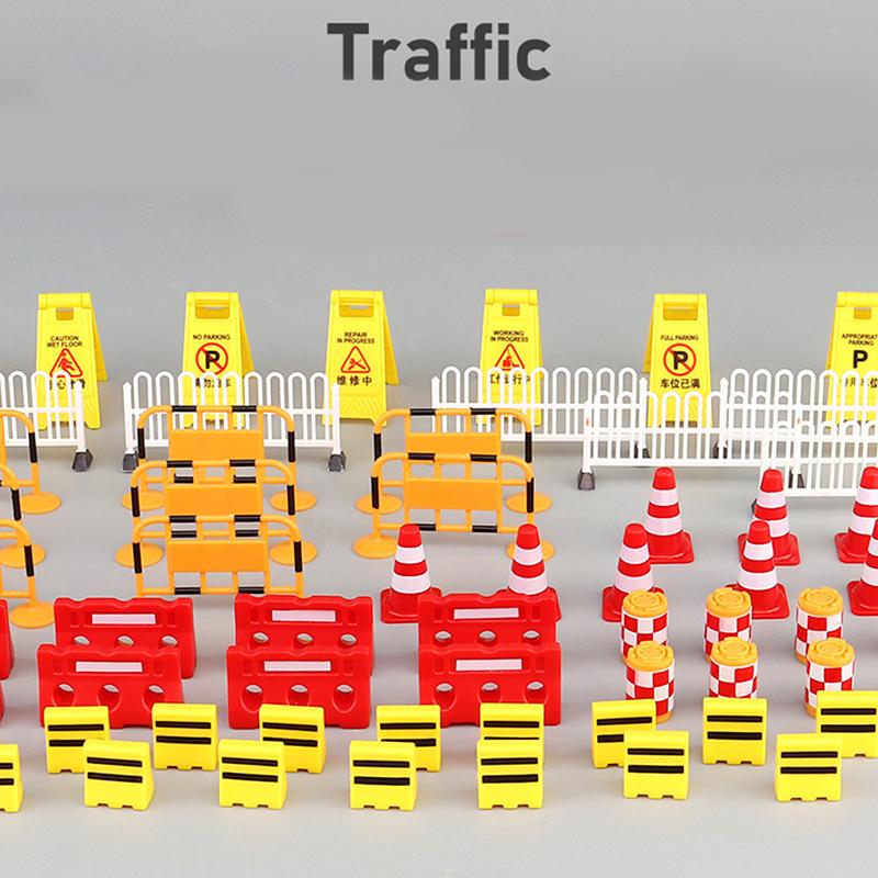 62Pcs Car Accessories Road Sign Traffic Model Diy City Parking Educational Toys