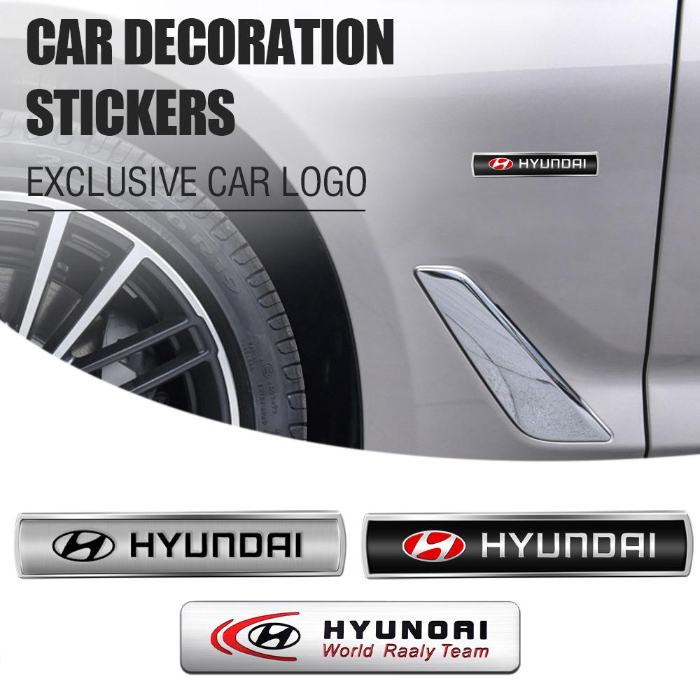 3D Metal Styling Car Rear Trunk Body Fender Emblem Decoration Sticker For Hyundai Solaris Accent Azera Elantra Kona I10 I20 I30 LL95