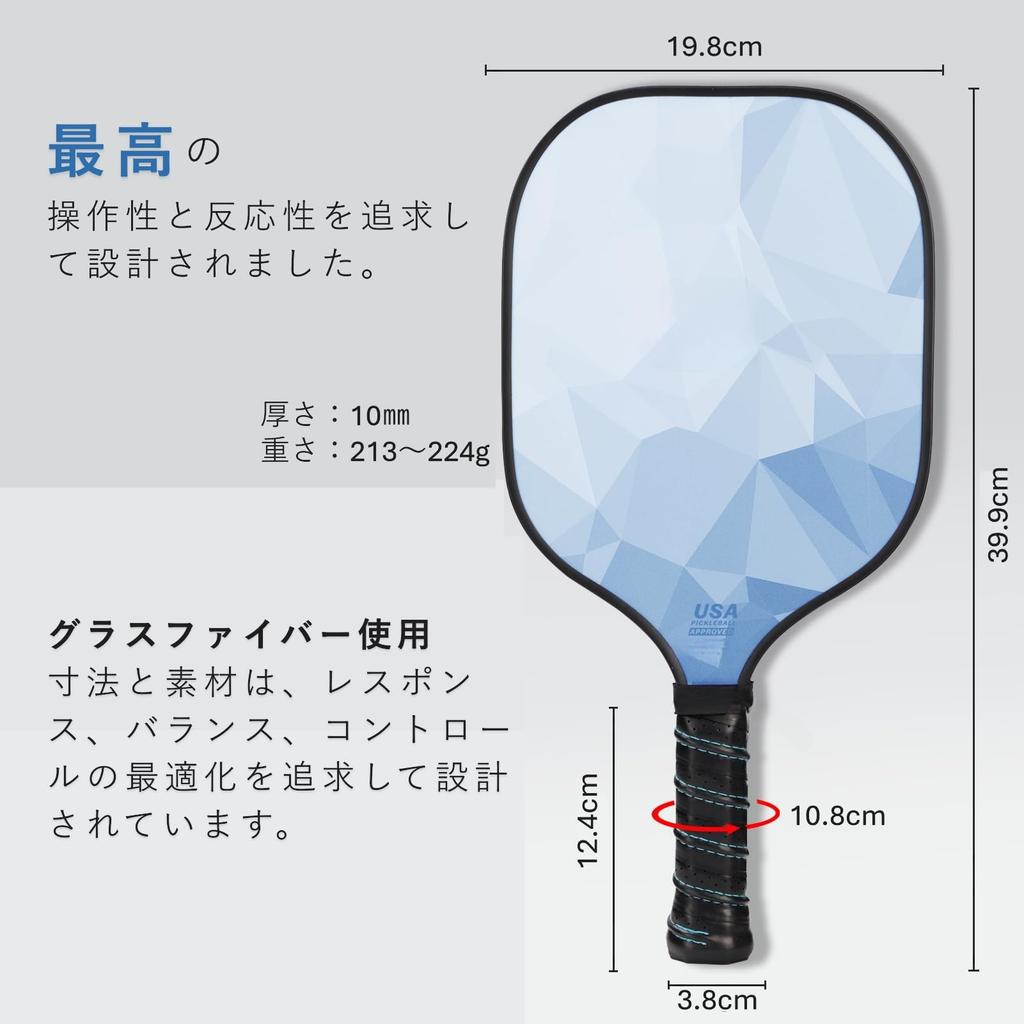 Pickleball Paddles Set of 2 Lightweight Fiberglass Rackets with Honeycomb 4 Pickleballs and Portable Carry Great for Beginners and Gifts Core,