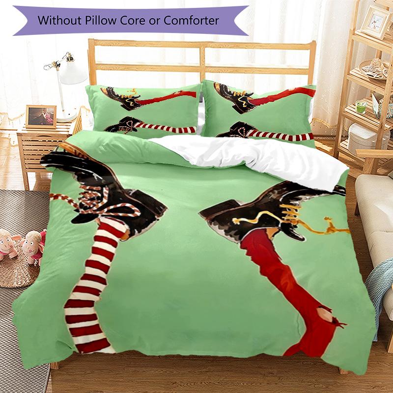 Pippi Longstocking 3pcs Bedding Set Duvet Cover Closure Includes 1 Duvet Cover & 2 Pillowcases for All Seasons Bedroom Home Dorm Decor