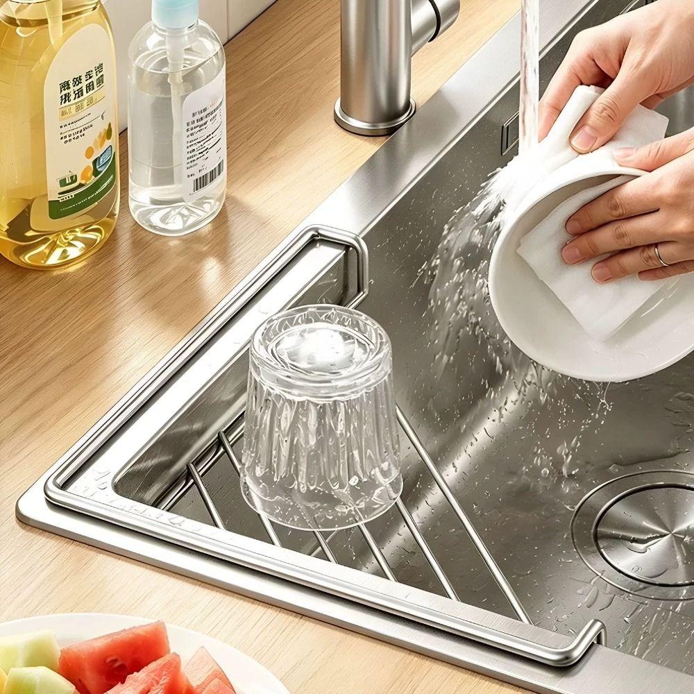 Anti-rust Sink Corner Rack Stainless Steel Sink Storage Holder Dish Drying Rack Laundry Room