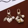 Male Bag Pendant Female Pearl Heart Keychain Women Car Keyring Letter Korean Style Key Lanyard