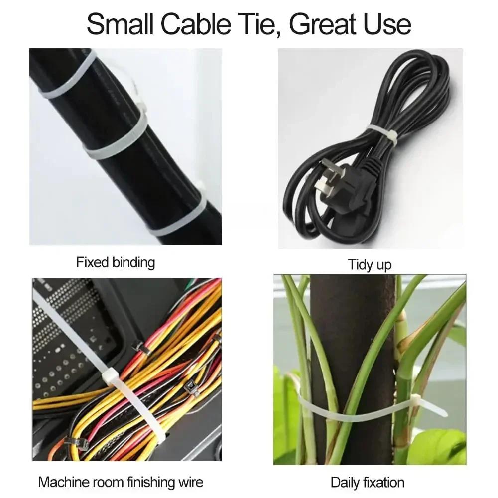 500100Pcs Plastic Nylon Cable Ties Self-locking Cord Ties Straps Adjustable Cables Fastening Loop Home Use Office Use Wire Zip Ties