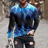 European and American Autumn New Men's Printed Simple and Fashionable Men's Long Sleeved T-shirt