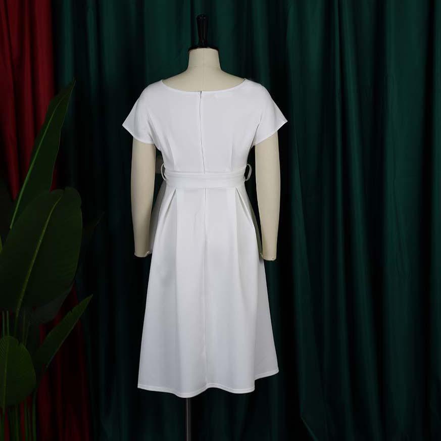 JKASHDK Женская мода на лето и весну, однотонное платье с коротким рукавом и v-образным вырезом с высокой талией, коктейльные и вечерние платья