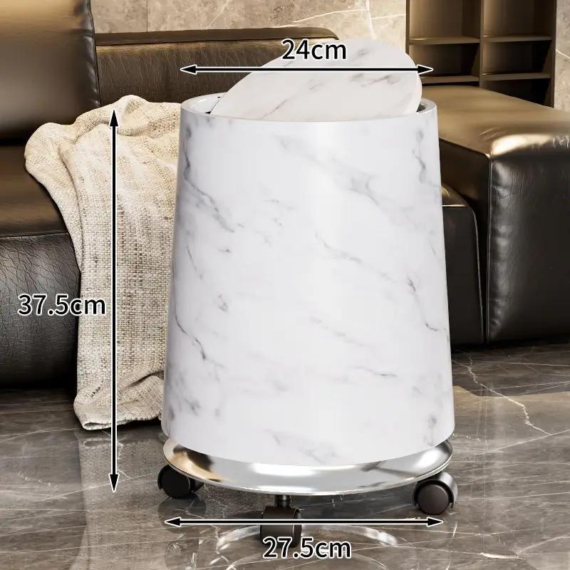 Large Capacity Trash Can Luxury Removable Litter Bins Living Room Rotating Wastebasket Food Recycle Dustbin Cleaning Supplies