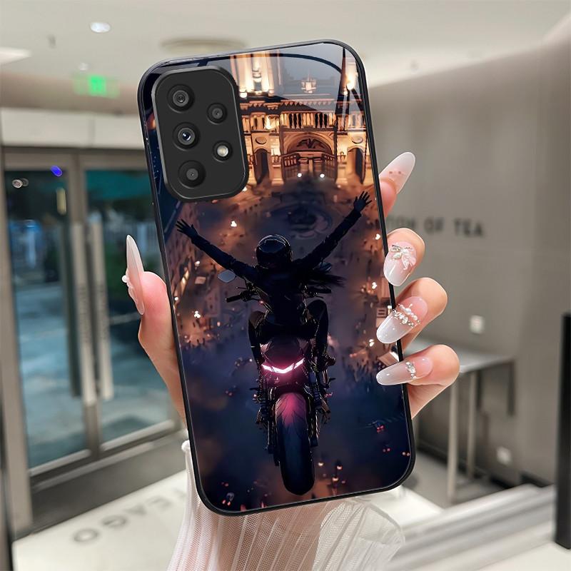 Cute Cartoon Cats Flower Case For Samsung Galaxy A52 A52S A72 4G 5G Tempered Glass Phone Case Protective Back Cover Hard Shell