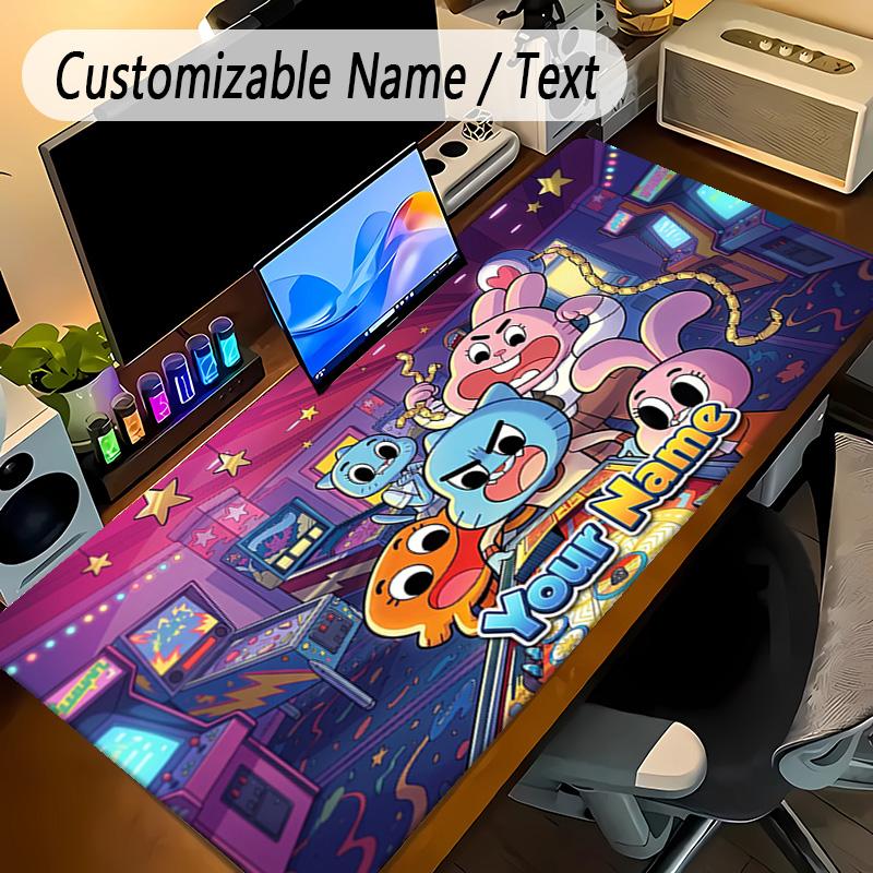 Large Mouse PadAmazing World of Gumball Custom Name Text Personalized Desk Mat Non Slip Gaming Pad