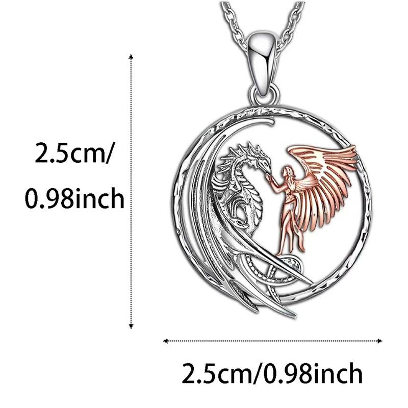 Креативное ожерелье из сплава с драконом и девушкой для уникальных любителей моды с подарочной коробкой