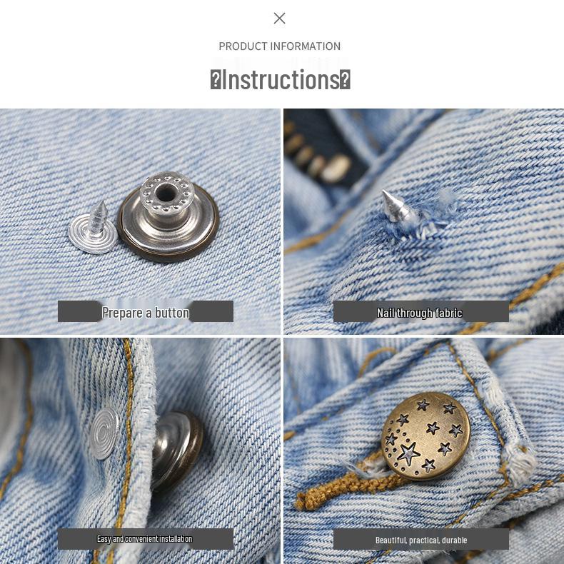 Античная бронза гладкая металлическая пуговица-гвоздик для джинсов, курток и комбинезонов с гравировкой