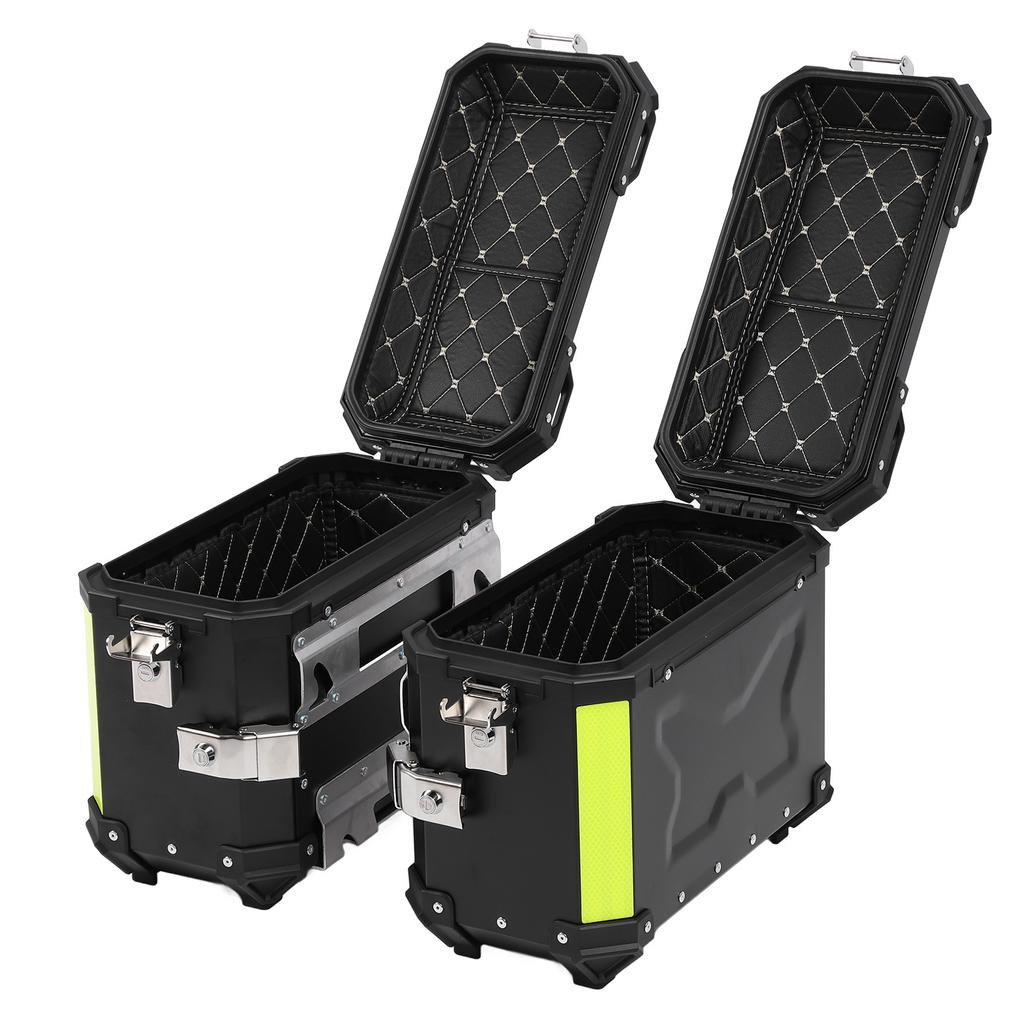 Motorcycle Side Case Motorcycle Side Saddlebag Box Reflective Stickers Cushioning Lining Dust Proof Aluminum Alloy for Scooter