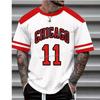 Men's Casual 3D Chicago No. 11 Printed T-Shirt Men's Short Sleeve Sportswear T-Shirt Vintage Extra Large