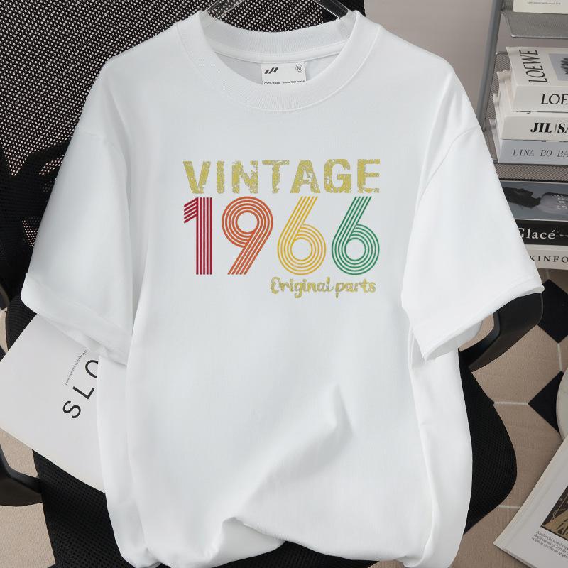 HighQuality Cotton TShirt for Unisex 1966 60th Birthday Unisex Loose Oversized Clothing O Neck Short Sleeve Tees Streetwear Top