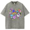 Cartoon Cute Elements Women's T-Shirt Oversized Loose Retro Wash Short Sleeve Unisex Casual Basic Simple Top