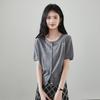 100% sheep wool round neck short sleeved wool sweater for women 2026 spring and autumn casual versatile short knitted top