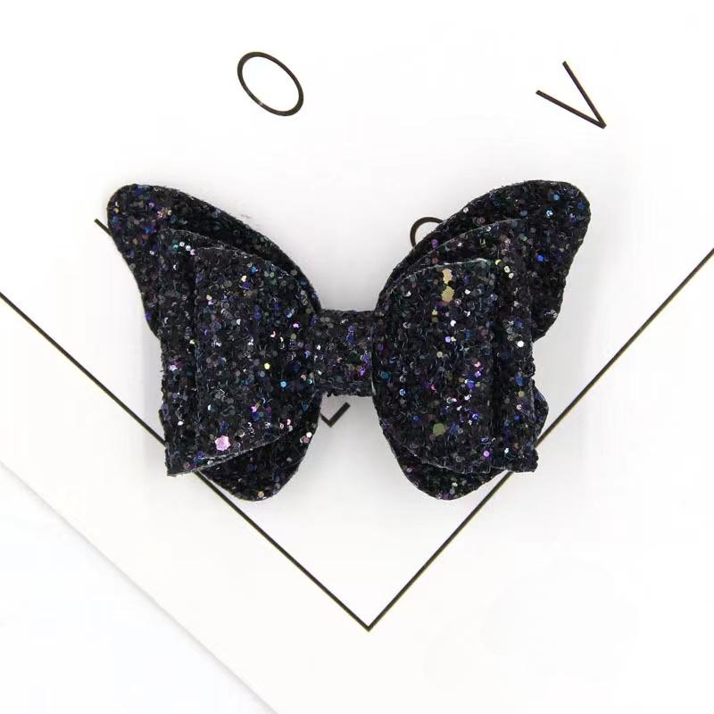 Милые заколки для волос с блестками и двойной бабочкой для девочек, заколки-банты, самодельные головные уборы, украшения в виде бантов, заколки для волос для малышей, аксессуары для волос
