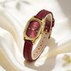 SUNLIFEX Womens Vintage Square Quartz Watch Small Minimalist Luxury Leather Strap Ladies
