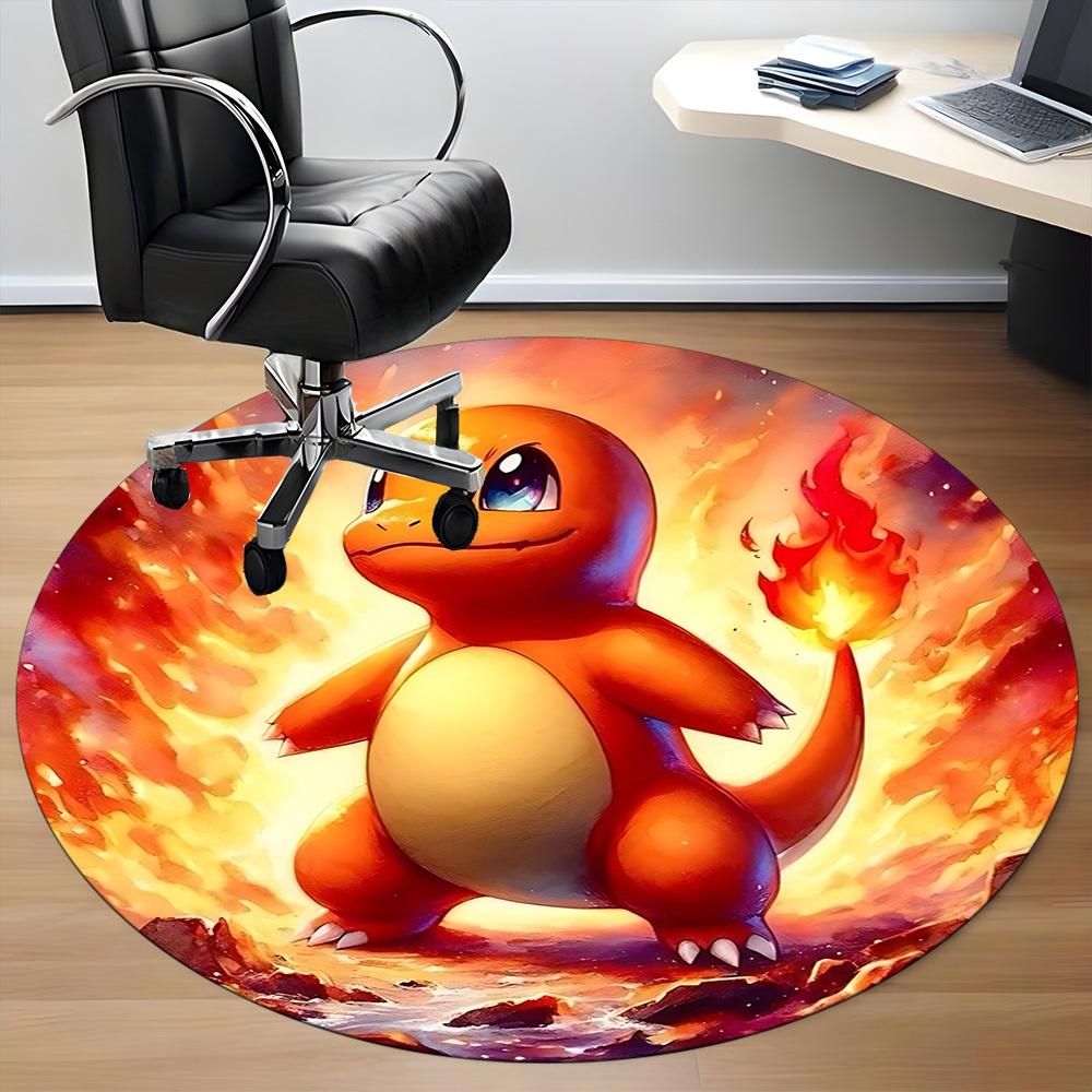 1pcPokémon Flame Dragon Office Round Area Rug, Indoor Mat Suitable For Office, Bedroom Living Room Home Decor, Room Deco, Offic a0928144