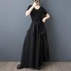Черная большого размера С высокой талией винтажная Летняя повседневная свободная длинная юбка для женщины женская юбка