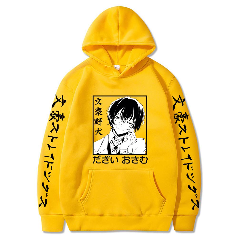 Bungo Stray Dogs Аниме Толстовка с капюшоном Dazai Osamu с графическим принтом Мужская и женская толстовка с капюшоном Повседневная свободная толстовка Harajuku Crewneck Уличная одежда