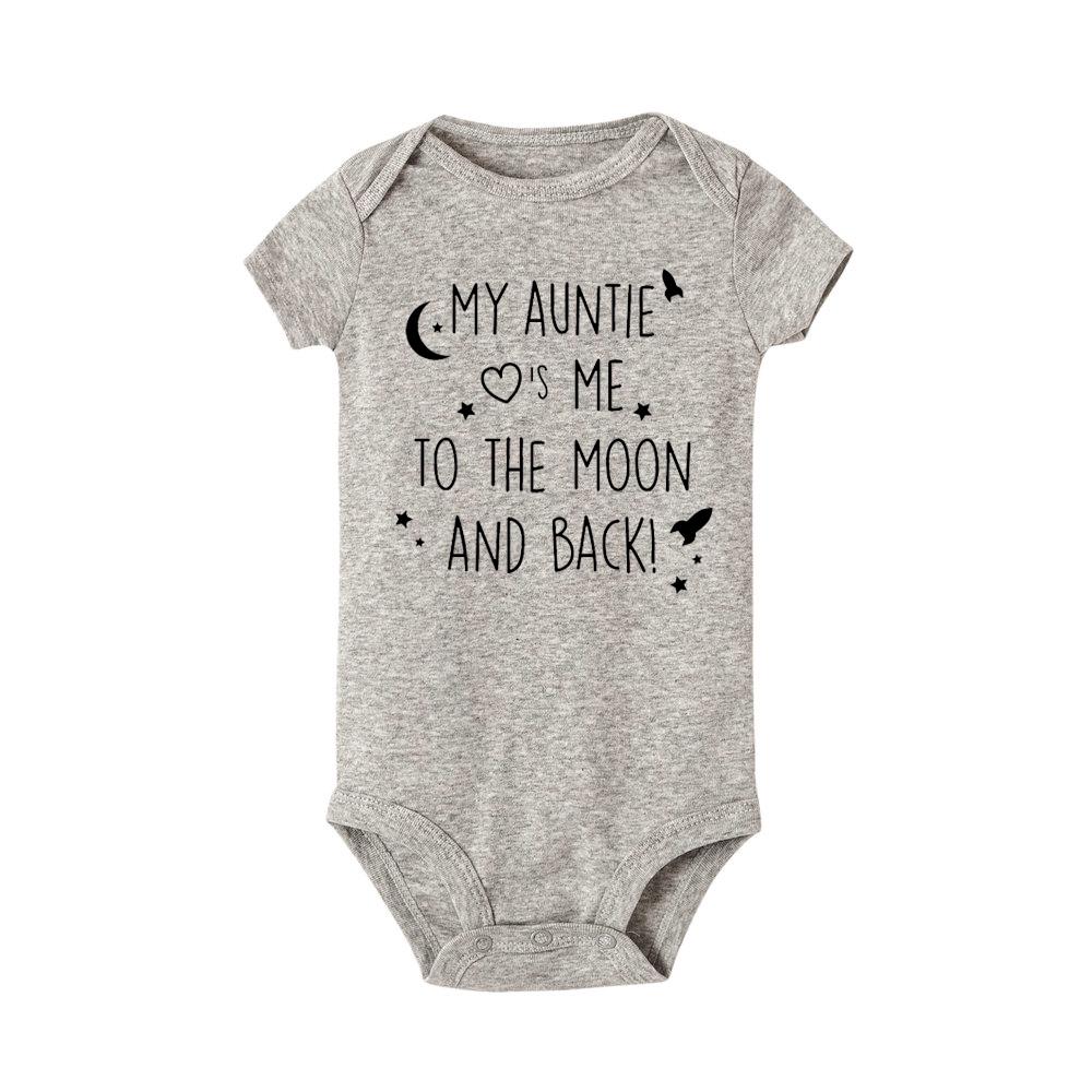 Комбинезон для малышей My Auntie Loves Me To The Moon and Back, комбинезон с короткими рукавами для мальчиков и девочек