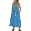 Skirt Sets Women 2 Piece Outfits Sleeveless Tank Top Set Matching Draped Drawstring Skirt