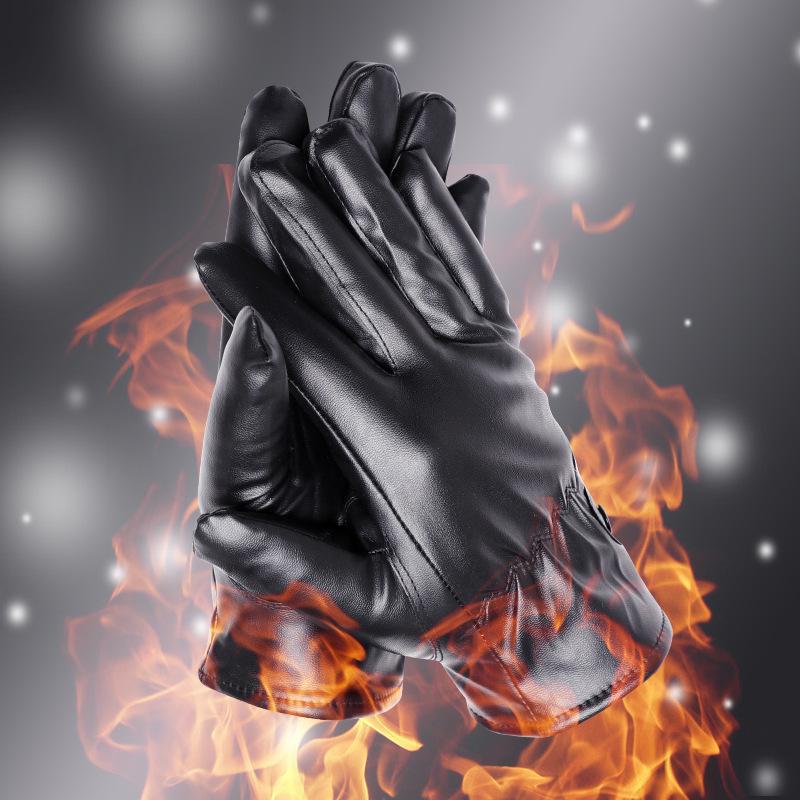 Мужские зимние перчатки из ПУ кожи с сенсорным экраном: Плотный, Теплый, Повседневный, Защищающий от холода Велоспорт