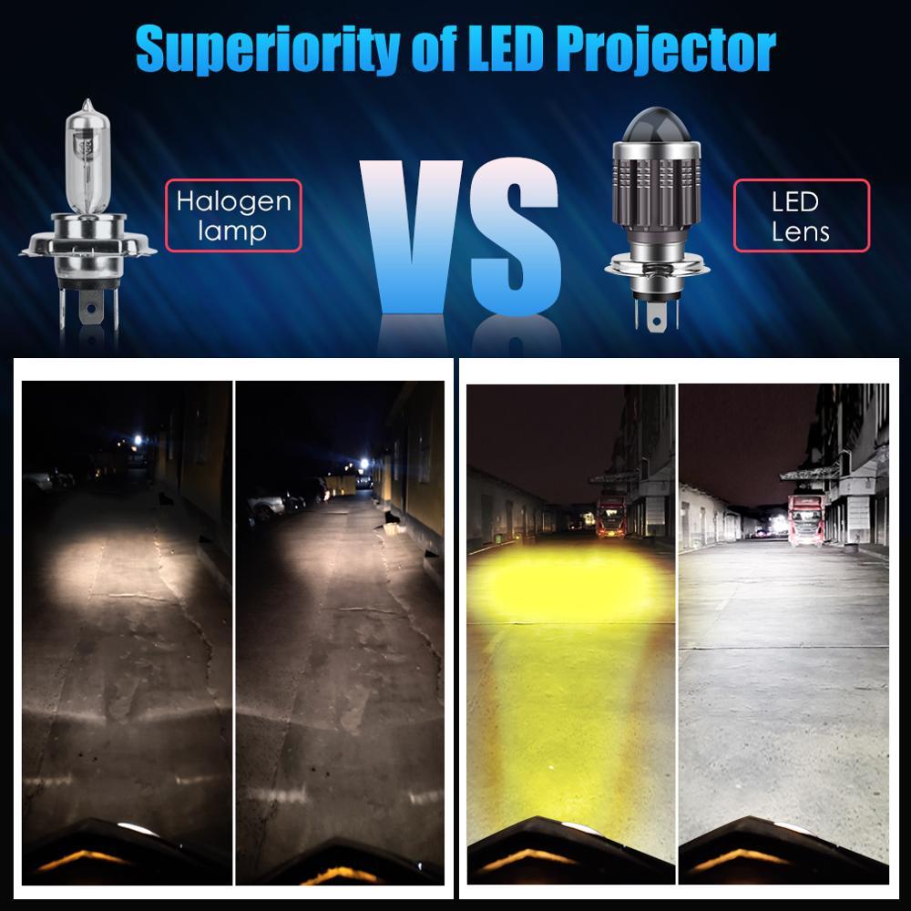 1 шт., 10000 лм, H4, светодиодные, для мотоциклов, H6, BA20D, светодиодные лампы для фар мотоцикла, линзы CSP, белые, желтые, лампы Hi Lo, аксессуары для скутеров, противотуманные фары 12 В