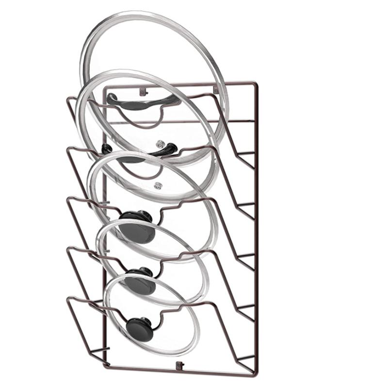 1/2 шт. 3-уровневый держатель крышки кастрюли, нержавеющая стойка-органайзер для крышек кастрюль, настенное крепление с предварительной перфорацией и клейкая полка для хранения крышки кастрюли