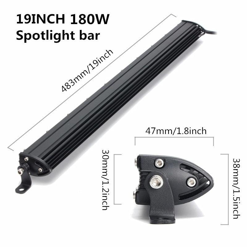 60W/120W/180W LED Light Bar Grill Spot Work Lights for Off Road ATV Vehicles Trucks Cars SUV Jeep