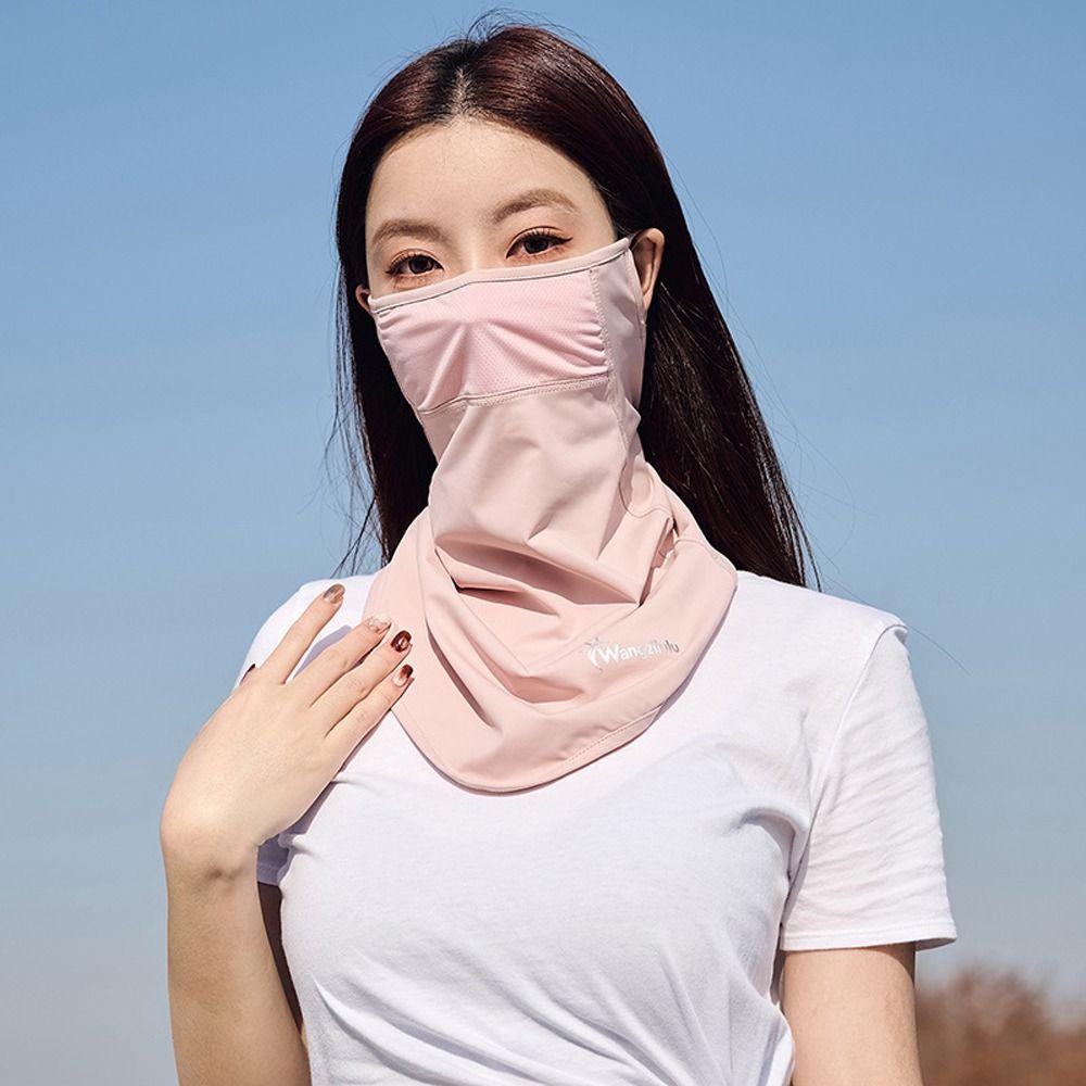 Solid Color Face Gini Mask Summer Sunscreen Mask Ice Silk Womne Neckline Mask Men Fishing Face Mask