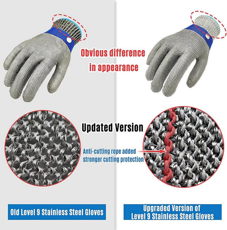 Кухонные перчатки 5 уровня защиты от порезов с металлической пряжкой и защитой из стальной проволоки