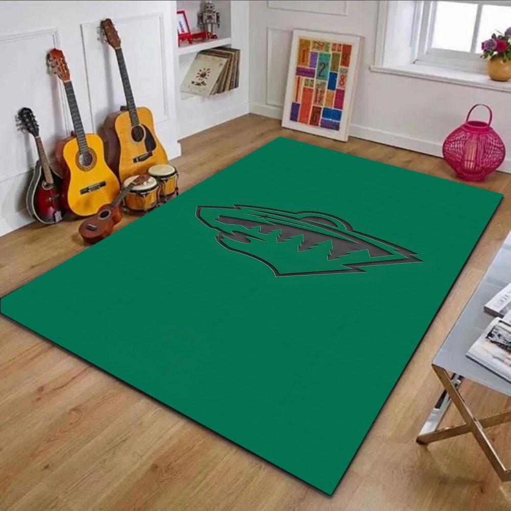 Green Forest Emblem Design Patterned carpet, non slip mat suitable for living room and bedroom sofas
