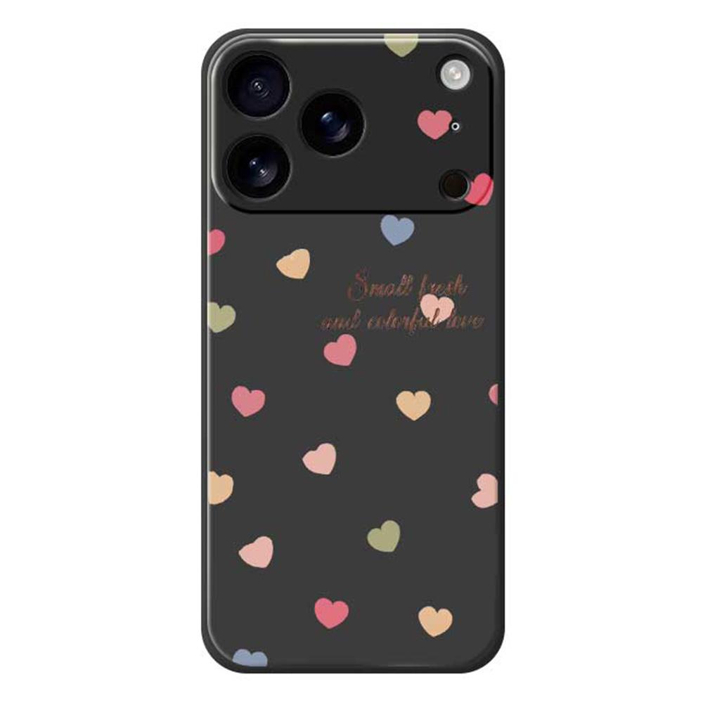 For iPhone 17 Pro Max Case Colorful Love Pattern Printing Straight Edge TPU Phone Back Cover