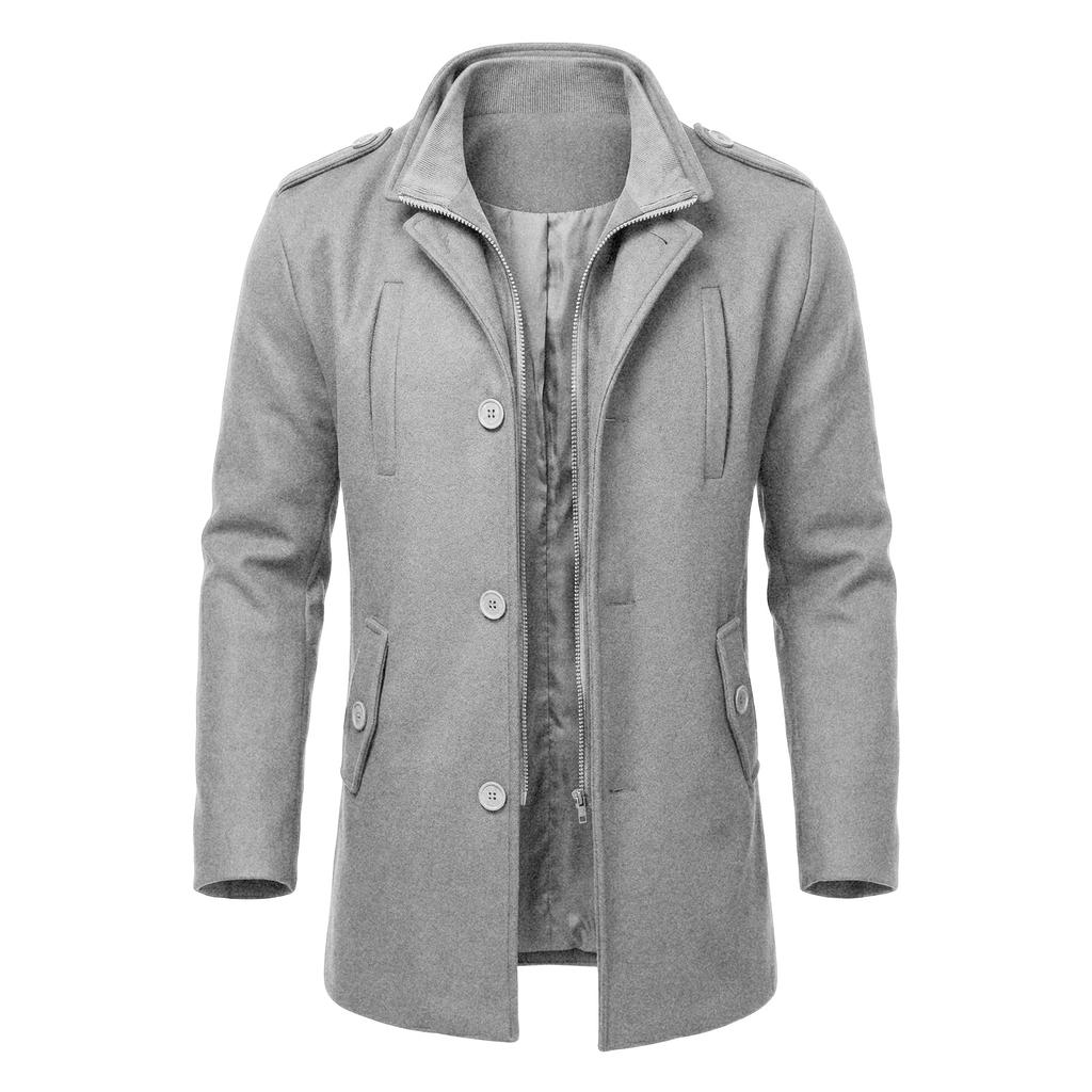 Men's Retro Double Collar Overcoat Jacket with Look