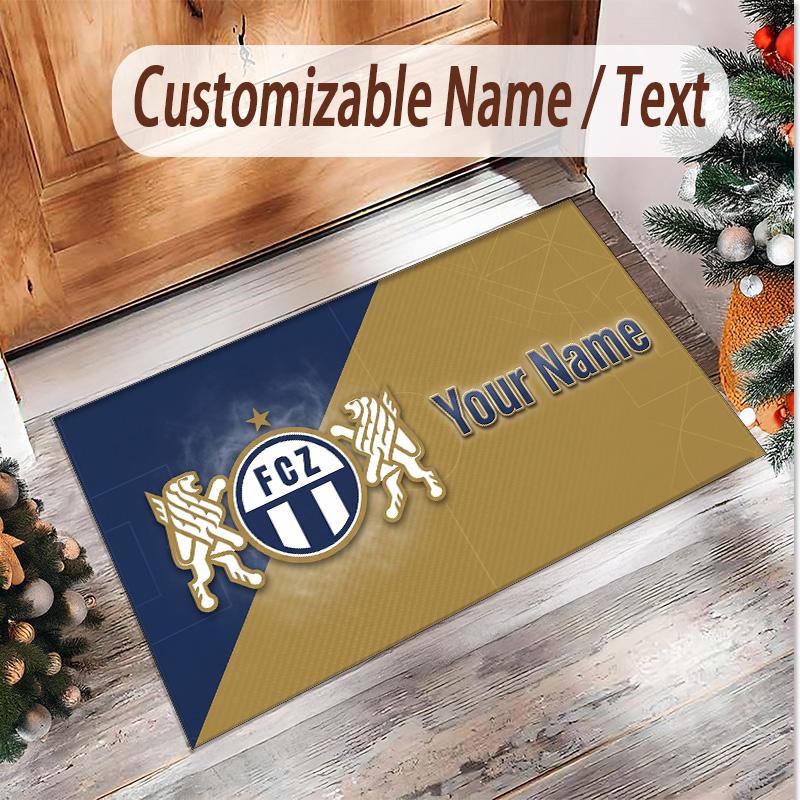 Personalized Crystal Velvet Carpet FC Zürich Pattern Non Slip Floor Rug
