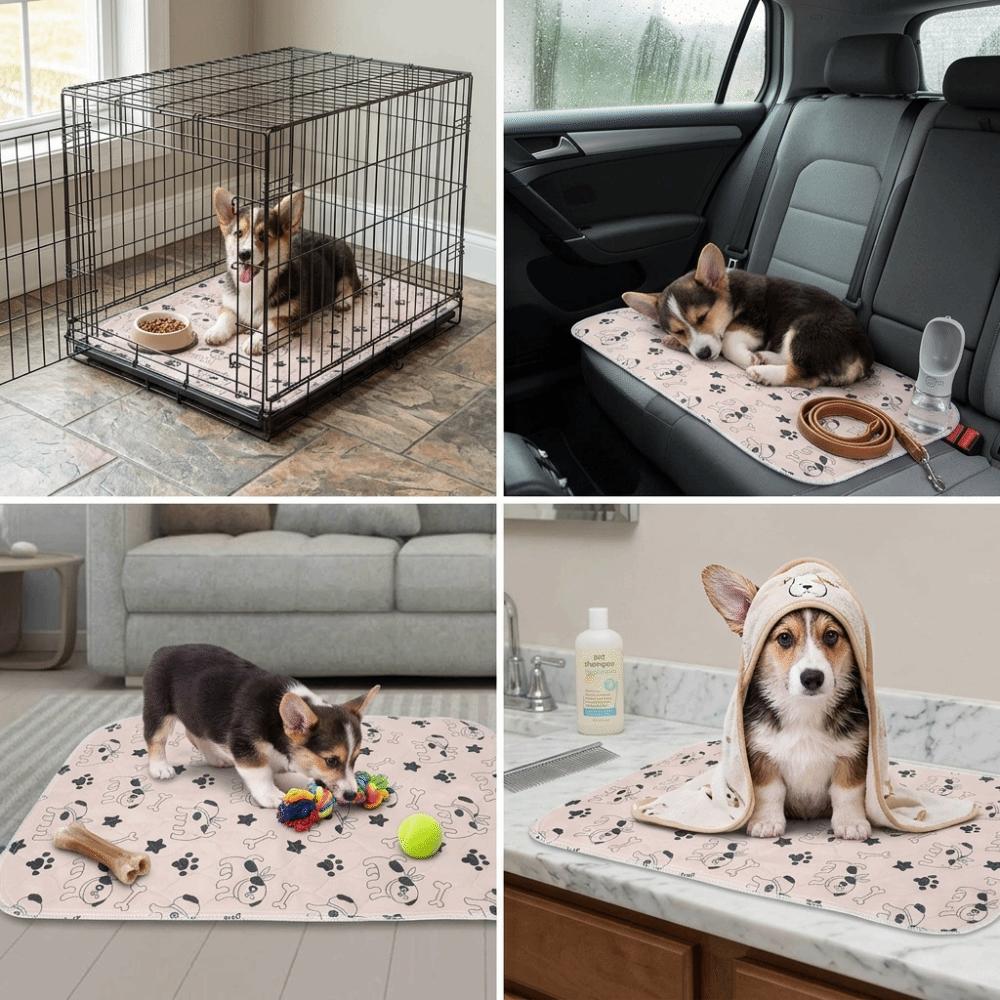 Polyester Fabric Washable Dog Urine Pad Leak Resistant Leak Proof Pet Mat House Training