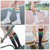 Soft Knee Over Thigh High Football Socks Long Hosiery Stocking Rainbow Stripe