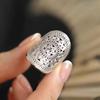 Chinese Miao Copper Drum Flower Ring – Hollow Cut-Out Pattern Adjustable Ring for Women, Ethnic Niche Design Finger Band