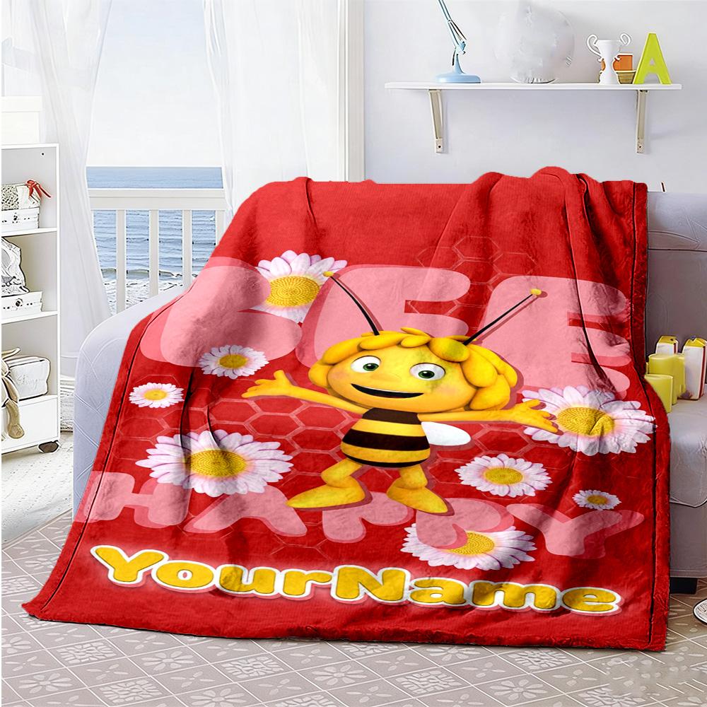 Biene Maja Personalized Name Blanket Lightweight Personalized Blanket Ultra-Soft Suitable for Livingroom Seaside Office Chair Chair All-Season Use
