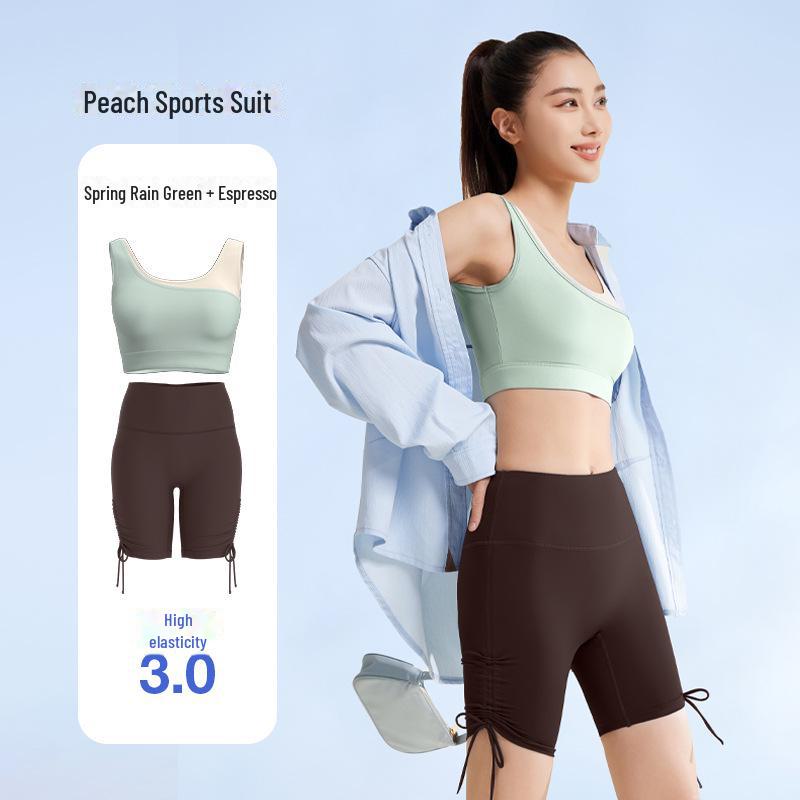 Бесшовный летний костюм для йоги Juyitang: Высокоэластичный, облегающий, цельный с красивым дизайном спинки