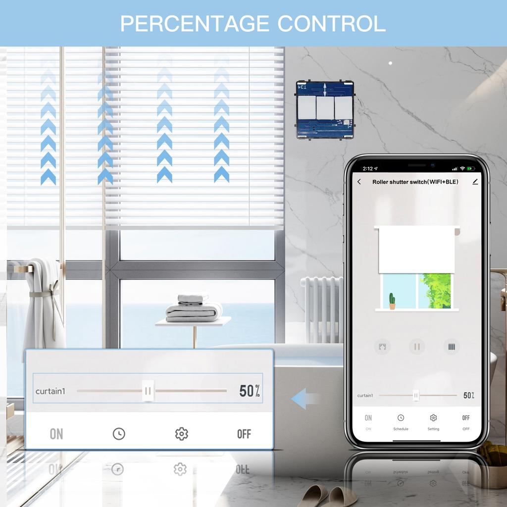BSEED Wifi Переключатель для рулонных штор Сенсорный переключатель для жалюзи Умные выключатели света Функциональные части Стеклянная панель DIY Свободная комбинация