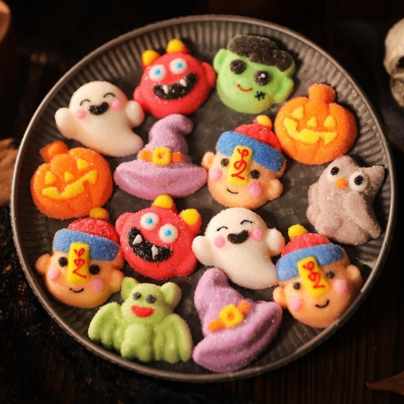 Halloween Candy Marshmallows Individually Wrapped Bat Pumpkin Ghost Shaped Soft Sweets Treats Kids Party Favor