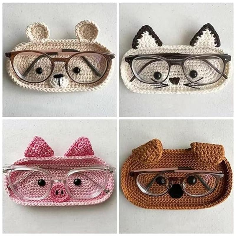 Вязаный крючком держатель для очков – Держатель для очков для стола и прикроватной тумбочки – Милый чехол и органайзер для очков