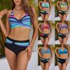 Women Sexy Bikini Set Two Pieces Swimsuit Fashion Push Up Floral Printed Split Swimsuit Bikini Suit Female Beach Halter Swimwear